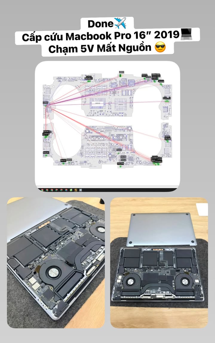 Cấp cứu Macbook Pro 16 chạm 5V mất nguồn