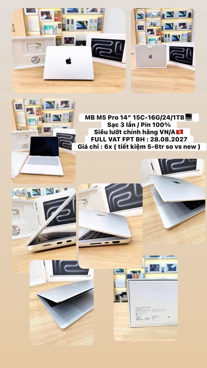 MB M5 Pro 14 15-16-24/1TB Chính Hãng VN