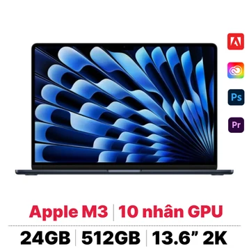MacBook Air M3 13 inch 2024 8CPU 10GPU 24GB - 512GB Sạc 70W | Chính hãng Apple Việt Nam