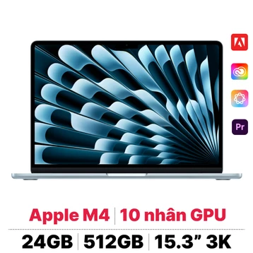 MacBook Air M4 15 inch 2025 10CPU 10GPU 24GB 512GB Sạc 70W | Chính hãng Apple Việt Nam