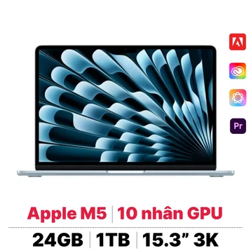 MacBook Air M5 15 inch 2026 10CPU 10GPU 24GB 1TB Sạc 70W | Chính hãng Apple Việt Nam