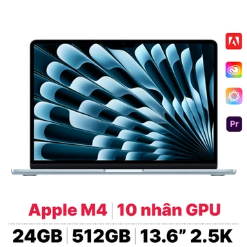 MacBook Air M4 13 inch 2025 10CPU 10GPU 24GB 512GB Sạc 70W | Chính hãng Apple Việt Nam